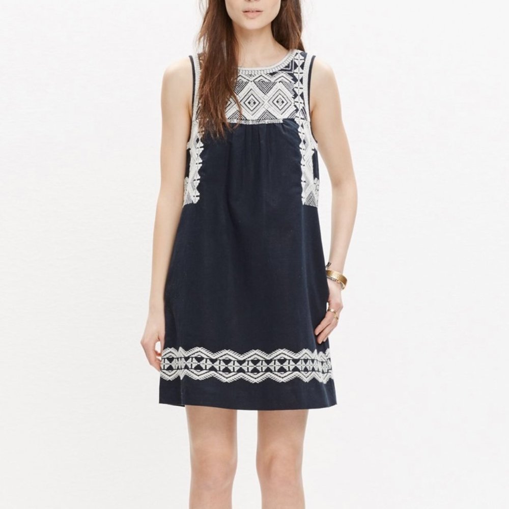 Madewell Onyx Embroidered Stitchtake Boho Dress